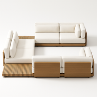 Modular Patio Furniture Set Built for Entertaining, Premium Teak Platform, U-Shape Configuration, Seats 6-8